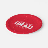 Graduierungsparty Roter Sportgrad Name Pappteller (Schrägansicht)