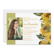Graduierungsparty Rustikale Sonnenblumen Foto Girl
