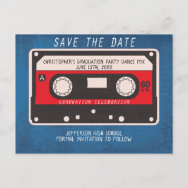 Graduierungsparty Save the Date Retro Tape Song Ankündigungspostkarte