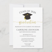 Graduierungsparty School Colors Black Einladung (Vorderseite)