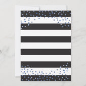 Graduierungsparty Schwarz-Blau-Glitzer Einladung (Rückseite)