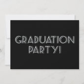 Graduierungsparty! Schwarz, Grau, Matte 5 Zoll x 7 Einladung (Vorderseite)