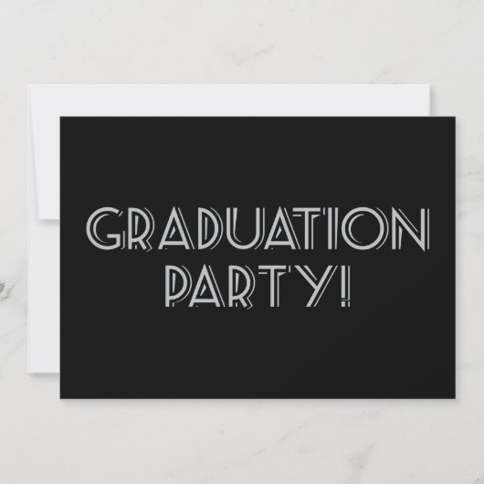 Graduierungsparty! Schwarz, Grau, Matte 5 Zoll x 7 Einladung (Vorderseite)