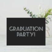 Graduierungsparty! Schwarz, Grau, Matte 5 Zoll x 7 Einladung (Stehend Vorderseite)
