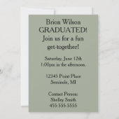 Graduierungsparty! Schwarz, Grau, Matte 5 Zoll x 7 Einladung (Rückseite)