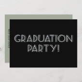Graduierungsparty! Schwarz, Grau, Matte 5 Zoll x 7 Einladung (Vorne/Hinten)