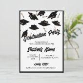 Graduierungsparty Schwarz-Weiß-Karten in der Luft Einladung (Stehend Vorderseite)