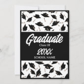 Graduierungsparty Schwarz-Weiß-Karten in der Luft Einladung (Rückseite)