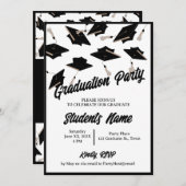 Graduierungsparty Schwarz-Weiß-Karten in der Luft Einladung (Vorne/Hinten)