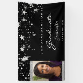 Graduierungsparty Schwarz-weißen Sterne Foto 2025 Banner (Vertikal)