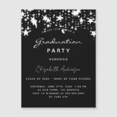 Graduierungsparty Schwarz-weißen Sterne Luxusmagne Magneteinladung (Vorderseite)
