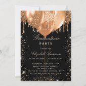 Graduierungsparty schwarze Goldballons Luxus Einladung (Vorderseite)