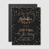 Graduierungsparty schwarze goldene Sterne Luxus Magneteinladung (Vorne/Hinten)