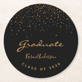Graduierungsparty schwarzes Gold Mann elegant Runder Pappuntersetzer