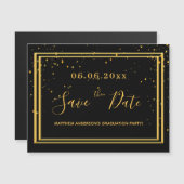 Graduierungsparty schwarzes Gold speichern den Dat Magneteinladung (Vorne/Hinten)