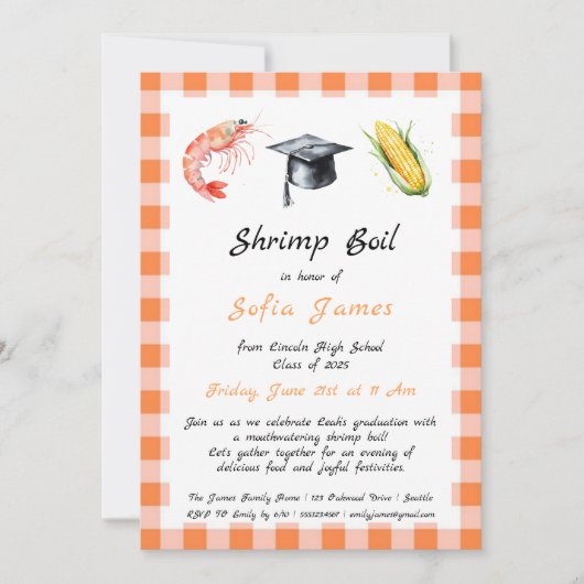 Graduierungsparty Shrimp Boil Einladung (Vorderseite)