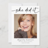 Graduierungsparty Sie machte es Foto Einladung (Rückseite)