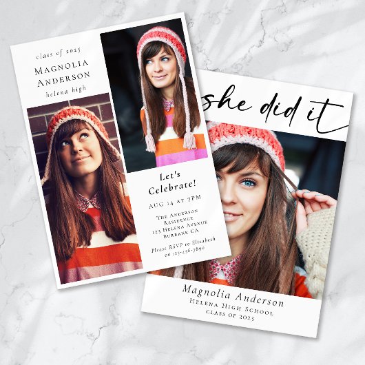 Graduierungsparty Sie machte es Foto Einladung