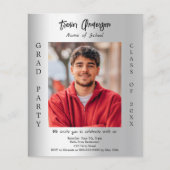 Graduierungsparty Silber Foto 2025 Einladung (Vorderseite)