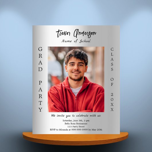 Graduierungsparty Silber Foto 2025 Einladung