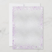 Graduierungsparty Silberviolett Glitzer Einladung (Rückseite)