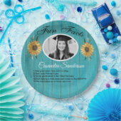 Graduierungsparty Spaß Fakten Sonnenblumen Aquamar Pappteller (Party)