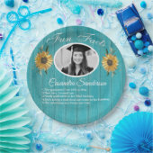 Graduierungsparty Spaß Fakten Sonnenblumen Aquamar Pappteller (Party)