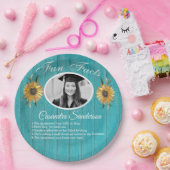 Graduierungsparty Spaß Fakten Sonnenblumen Aquamar Pappteller (Party)