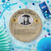 Graduierungsparty Spaß Fakten Sonnenblumen Aquamar Pappteller (Party)