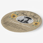 Graduierungsparty Spaß Fakten Sonnenblumen Aquamar Pappteller (Schrägansicht)