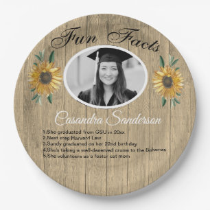 Graduierungsparty Spaß Fakten Sonnenblumen Aquamar Pappteller