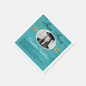 Graduierungsparty Spaß Fakten Sonnenblumen Aquamar Serviette (Ecke)