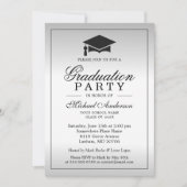 Graduierungsparty - Stilvolles Silver Metallic Loo Einladung (Vorderseite)