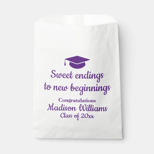 Graduierungsparty Sweet Ending Leckerei Lila & wei Geschenktütchen (Vorderseite)