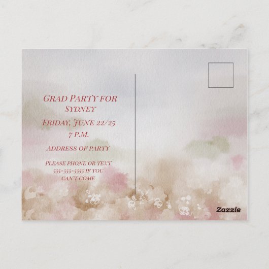 Graduierungsparty Tochter Herzlichen Glückwunsch Postkarte (Rückseite)