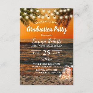 Graduierungsparty Tropical Summer Sunset Palm Beac Einladung