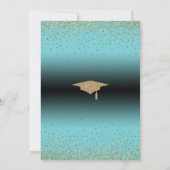Graduierungsparty Türkis Ombre Confetti Einladung (Rückseite)