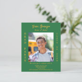 Graduierungsparty Wald Green Foto Einladung (Stehend Vorderseite)