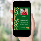 Graduierungsparty Wald grünes Gold Konfetti Foto Einladung