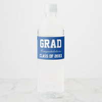 Graduierungsparty Wasserflaschen Labels Blau