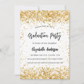 Graduierungsparty Weißgold Glitzer glamourös Einladung (Vorderseite)