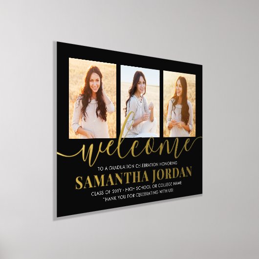 Graduierungsparty Willkommen 3 Foto Schwarz und Re Foliendrucke (Ablage )