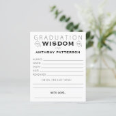 Graduierungsparty Wisdom Card Black Gold Gäste (Stehend Vorderseite)