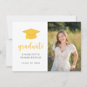 Graduierungsparty Yellow Gold Cap Tassel Foto Einladung (Vorderseite)