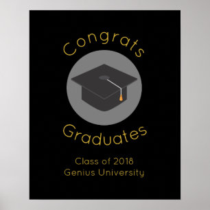 Graduierungspauschale für schwarze Klasse mit 20xx Poster