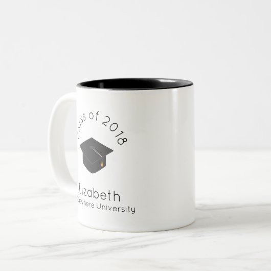 Graduierungspauschale für schwarze Klasse mit 20xx Zweifarbige Tasse (Vorderseite Links)