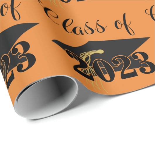 Graduierungspauschale Jahr Orange Black Geschenkpapier (Rolleneckpunkt)
