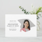 Graduierungstafel Schwarz und Weiß 1 Foto Abschlus Ankündigung (Stehend Vorderseite)