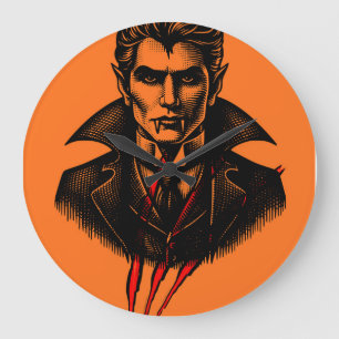 Graf Dracula Vintage-Vampir-Illustration Große Wanduhr