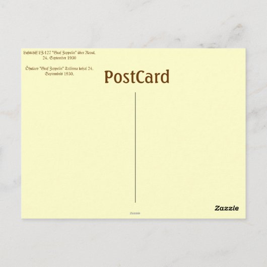 Graf Zeppelin in Tallinn Postkarte (Rückseite)